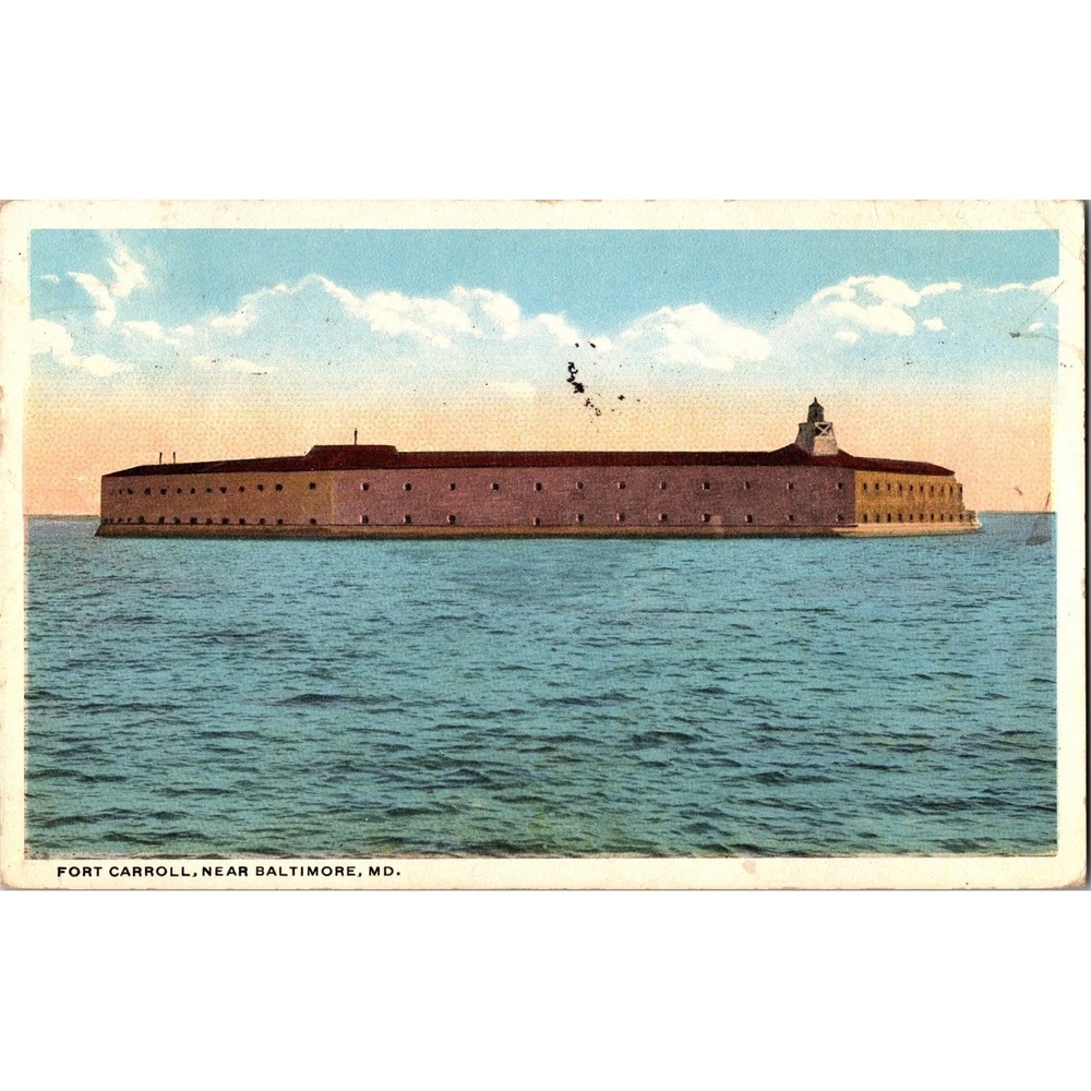 Vintage Fort Carroll Near Baltimore‎ MD Linen Postcard 1930